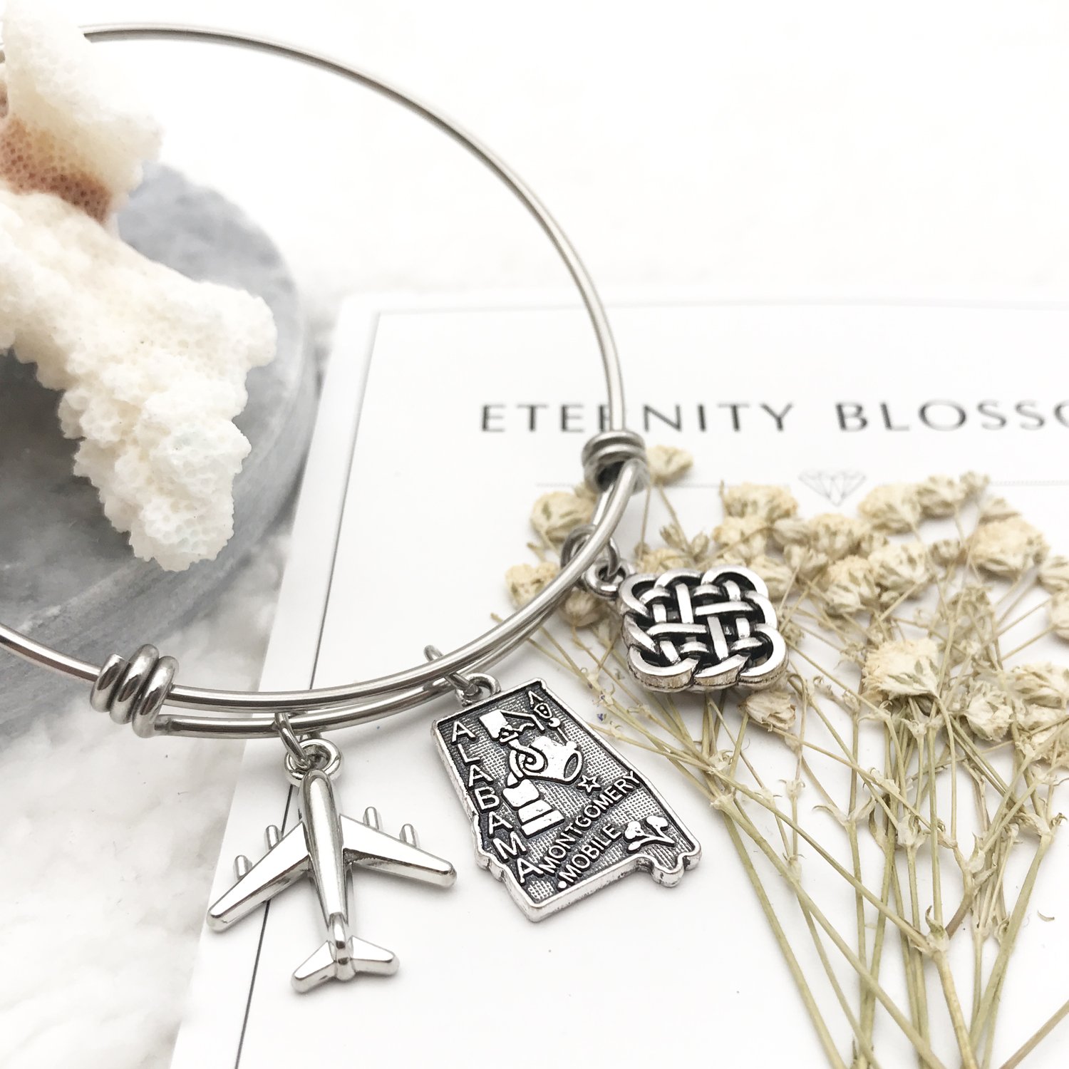 JJTZX State Bangle U.S. Map Charm Travel Bracelet