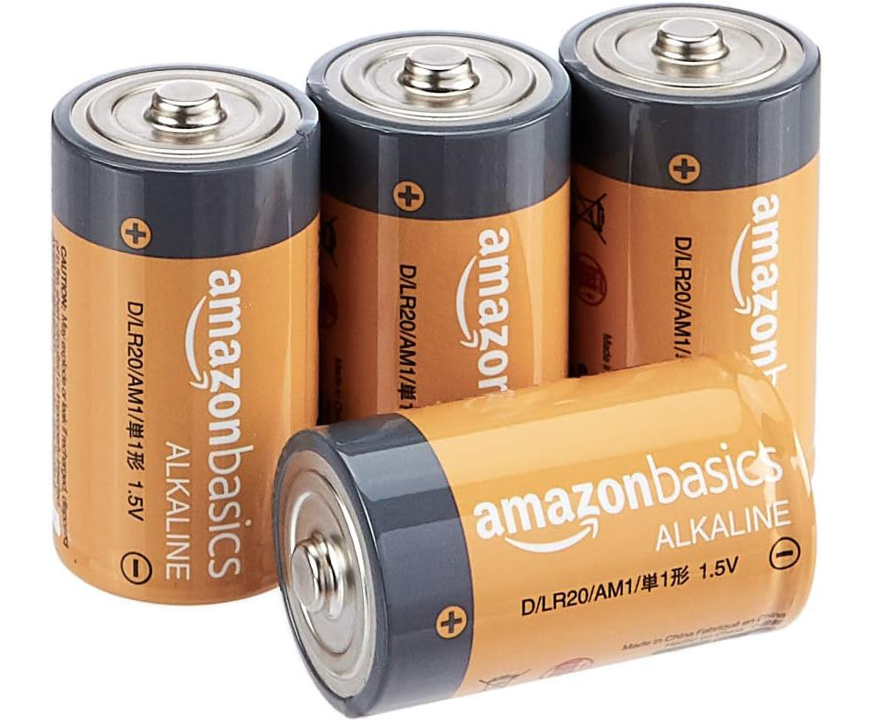 Amazon Basics 4-Pack D Cell Alkaline All-Purpose Batteries