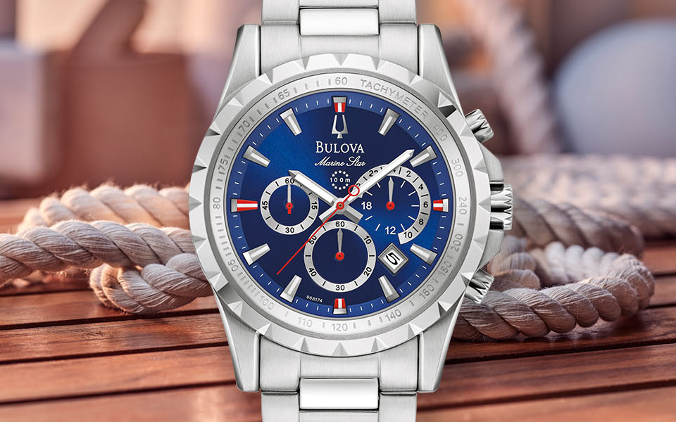 Bulova Men’s Marine Star 6-Hand Quartz Chronograph Stainless Steel Watch