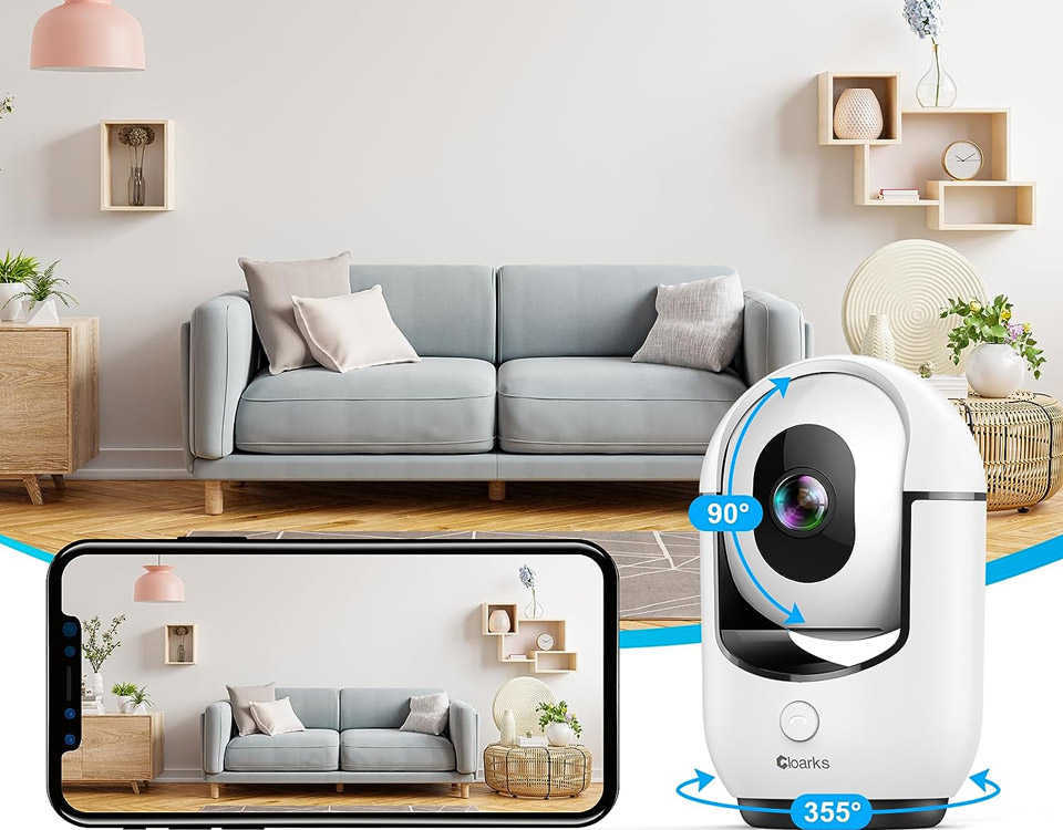 Cloarks WiFi Indoor 2K Pan And Tilt Security Camera