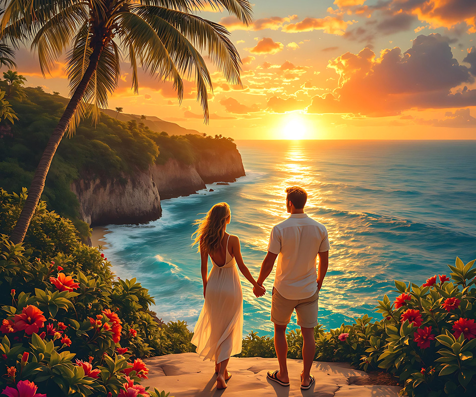 Couple enjoying exotic destination