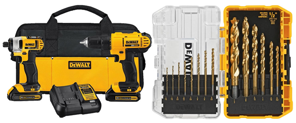 DEWALT Drill Driver/Impact Combo Kit With 14-Piece Titanium Drill Bit Set