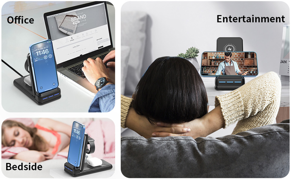 DNTGVUP 3-In-1 Foldable Charger For iPhone 8 To 15, AirPods And Watch