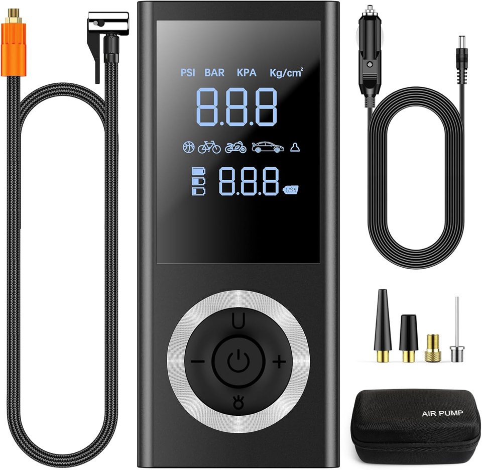 Dormzie Cordless Tire Inflator with Rechargeable Battery & 12V Car Adapter