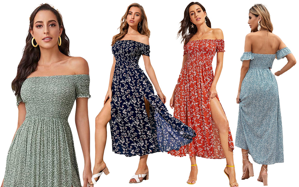  Floerns Boho Off Shoulder Split Long Dress