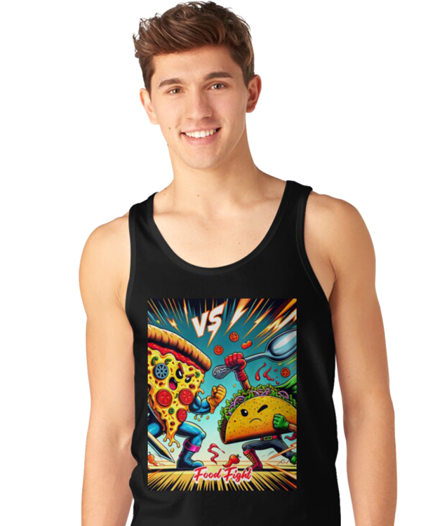 Food Fight Pizza vs Taco tank top