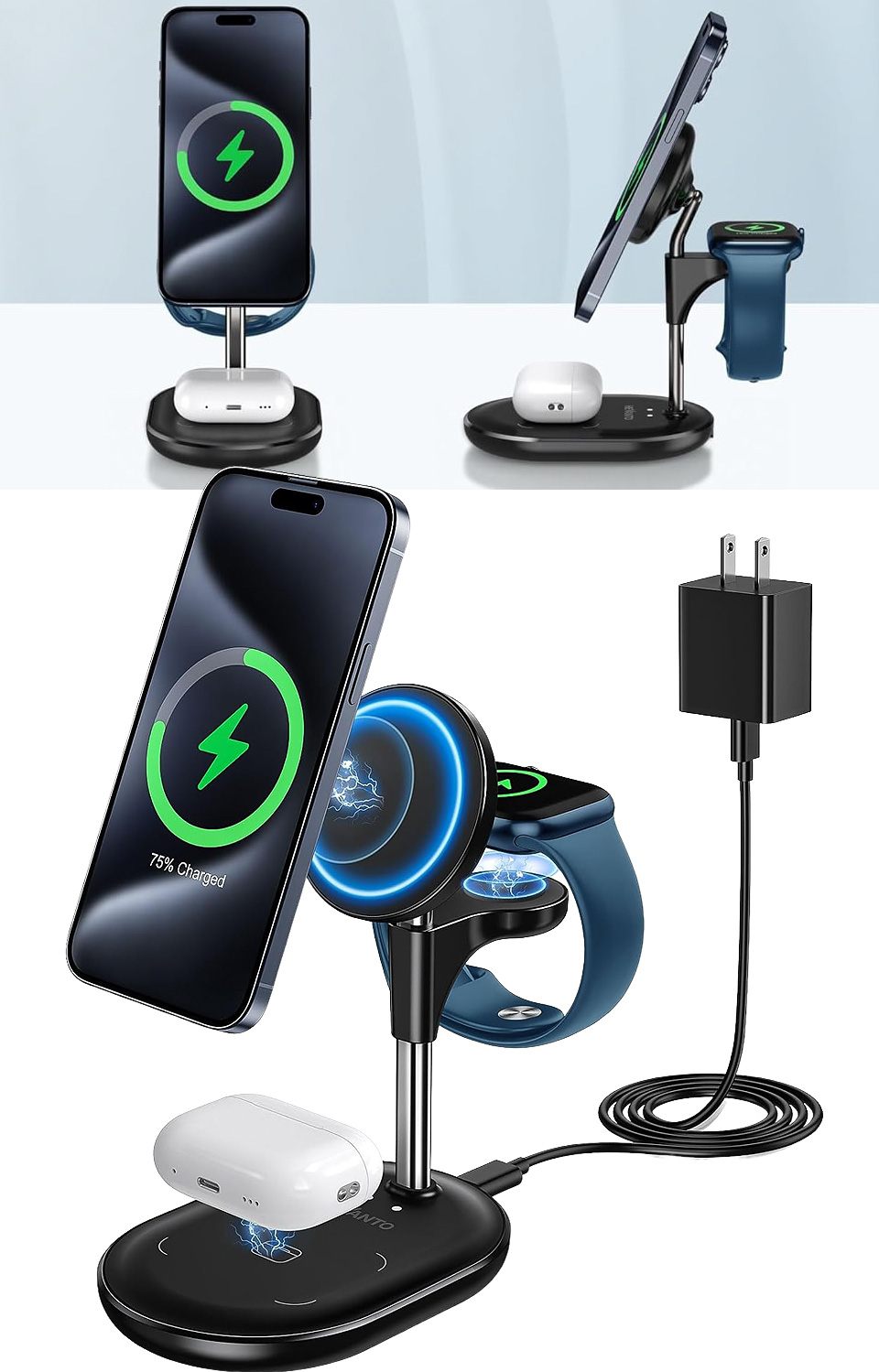 Hevanto 3-In-1 Wireless Charging Station For Apple Essentials