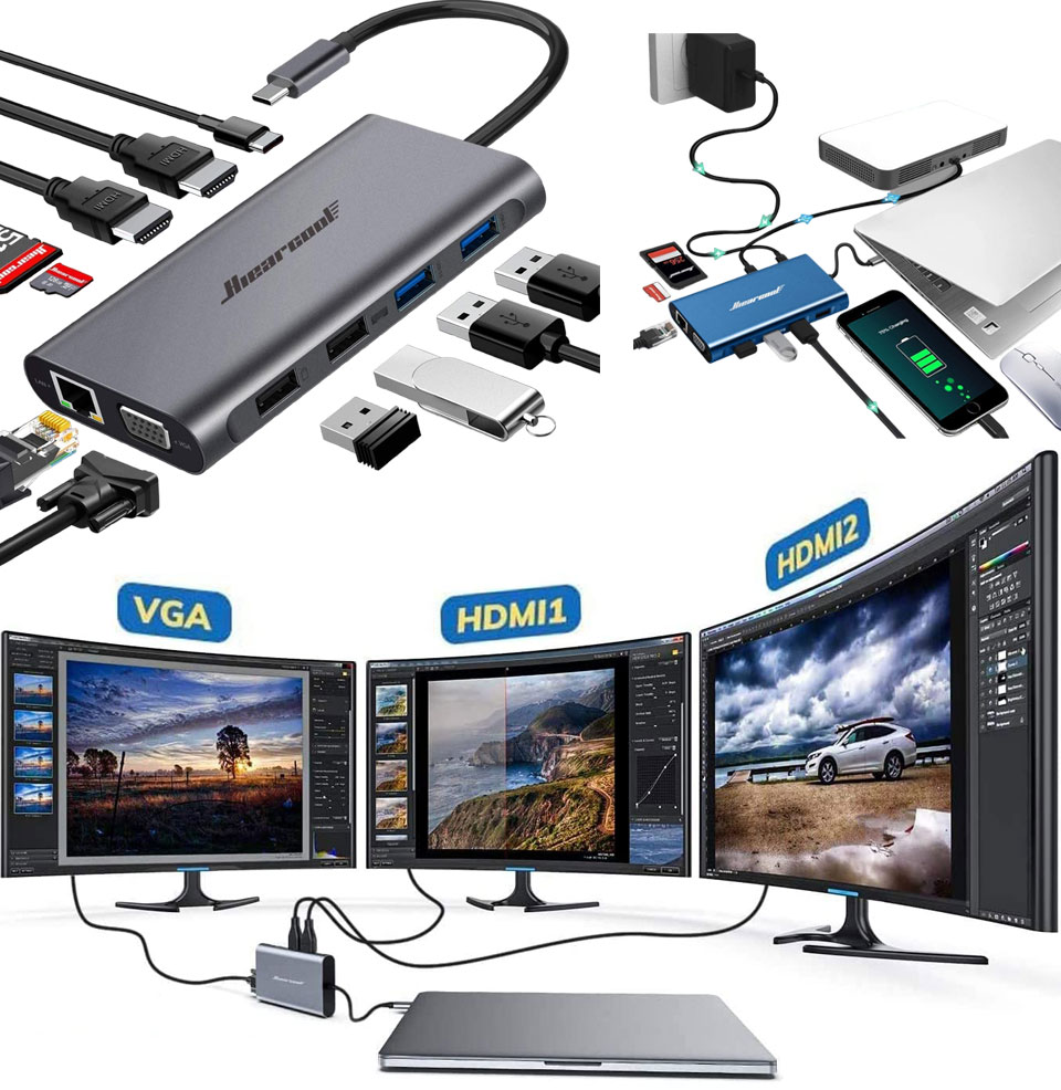 Hiearcool USB C 11-In-1 Laptop Docking Station