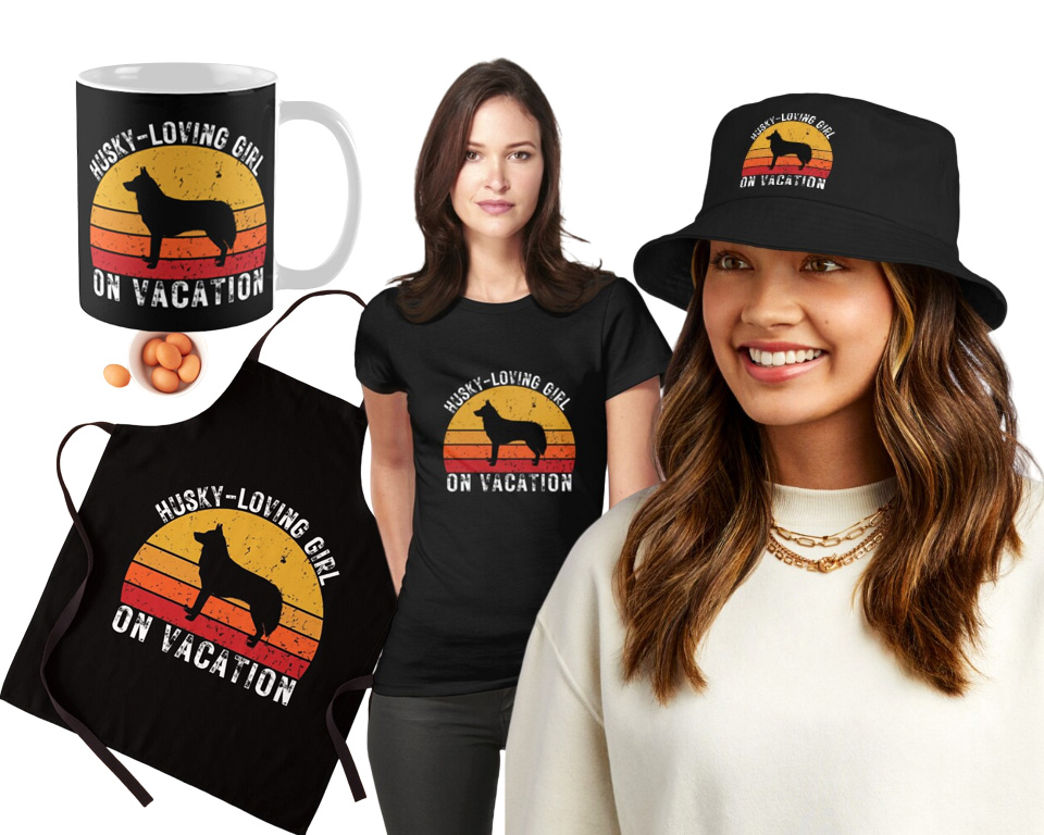 Husky-Loving Girl On Vacation