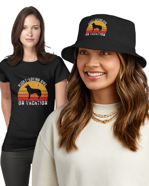 Husky-Loving Girl On Vacation T-shirts and More
