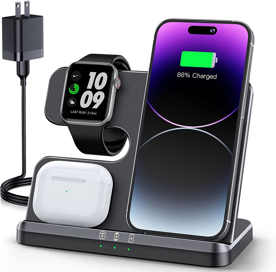 JARGOU 2023 3-In-1 Wireless Charging Station For Multiple Devices