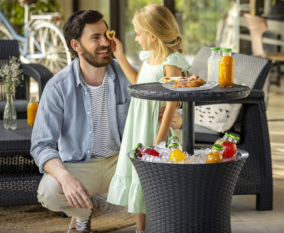 Keter Pacific Cool Bar Outdoor Table With Beer And Wine Cooler