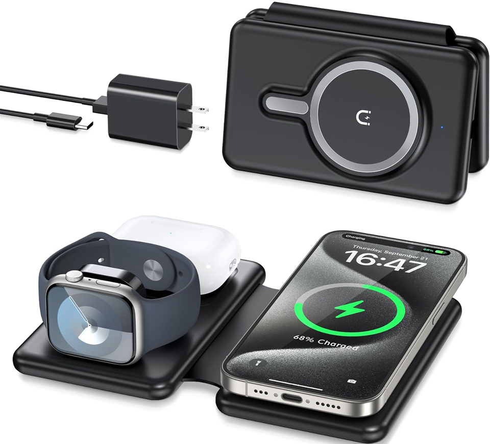Knild 3-In-1 Wireless Foldable Charging Station For Apple Devices
