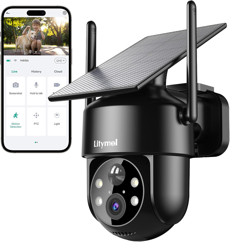 LITYMOL Wireless Outdoor Solar Security Camera