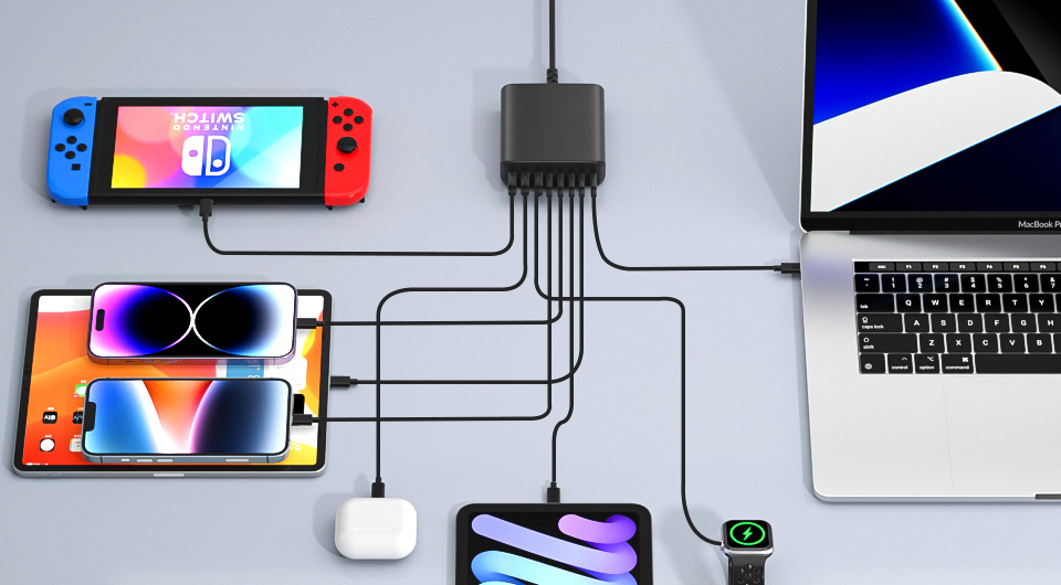 MUGUEO 200W 8-Port Desktop USB C Charging Station