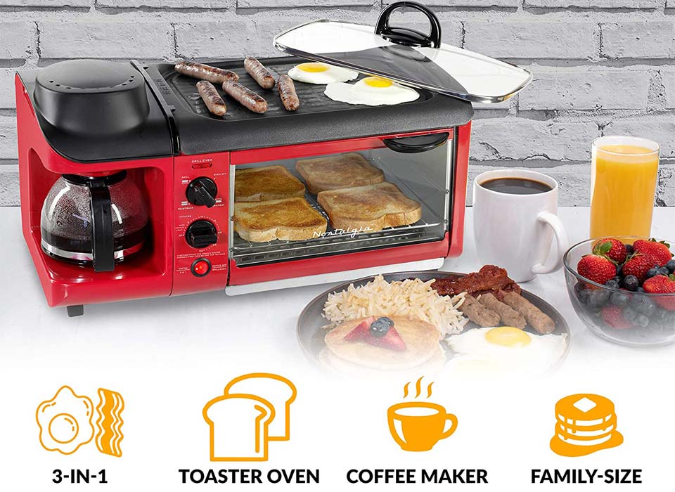 Nostalgia Retro 3-in-1 Family Size Breakfast Station