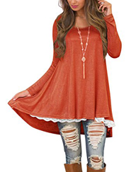 Omerker Spring Long Sleeve Tunic Top