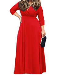 POSESHE V-Neck Plus Size Evening/Party Maxi Dress