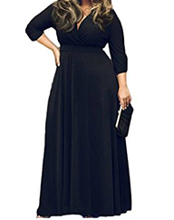 POSESHE V-Neck Plus Size Evening/Party Maxi Dress