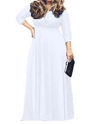 POSESHE V-Neck Plus Size Evening/Party Maxi Dress