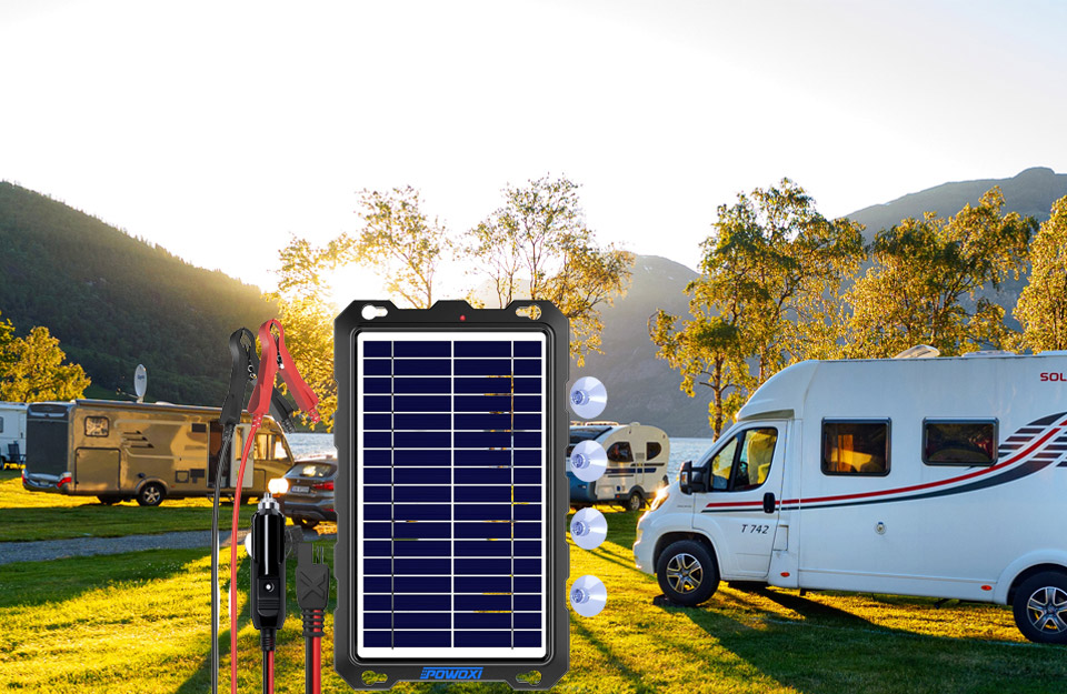 POWOXI Solar Battery Trickle Charger Maintainer