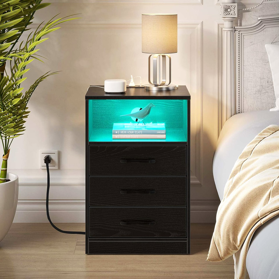 Seventable Nightstand with Wireless Charging Station