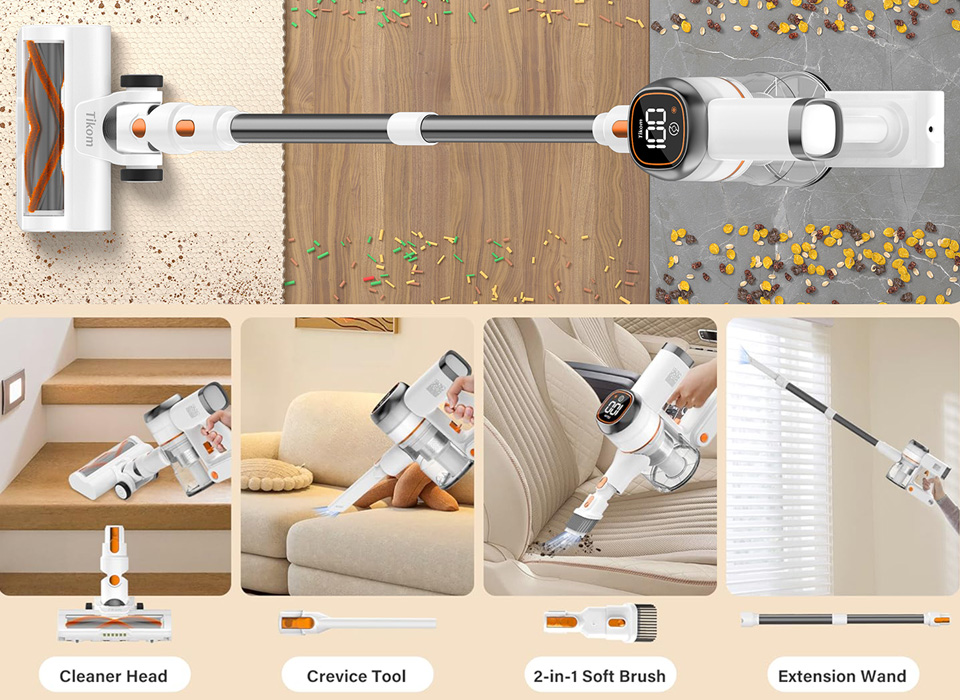 Tikom V500 Cordless Vacuum Cleaner With LED Touch Screen