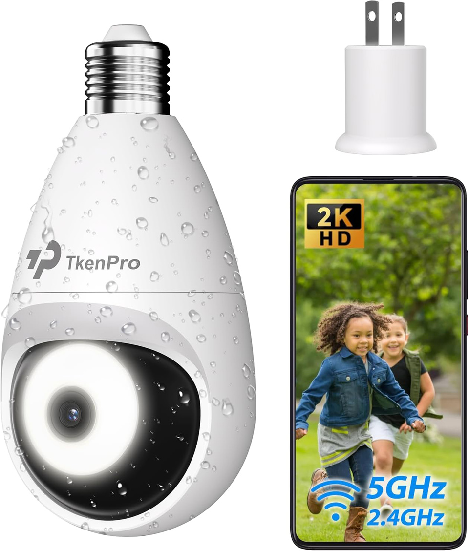 TKENPRO 2K Light Bulb Security Camera