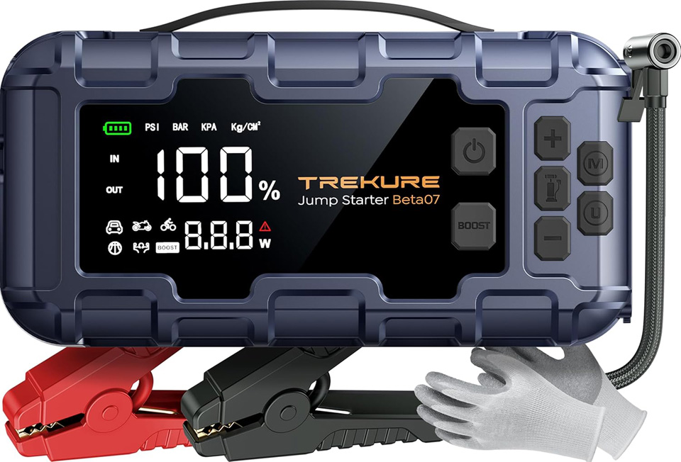 TREKURE 6000A 10-in-1 Car Battery Jump Starter With Air Compressor