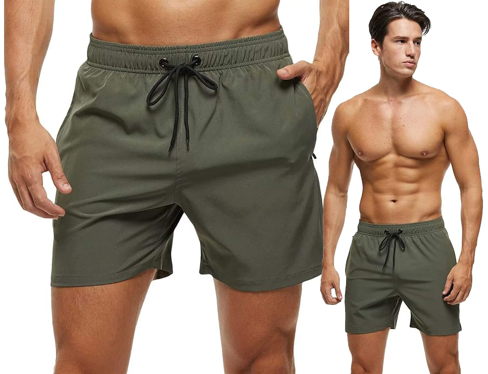 Tyhengta Men's Quick Dry Beach Shorts With Zipper Pockets