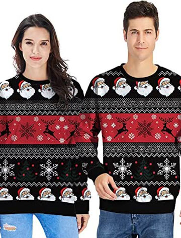 Uideazone Unisex Ugly Christmas Sweaters Long Sleeve