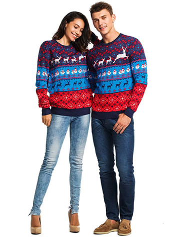 Unisex Ugly Christmas Sweater Reindeer Xmas Cool Classic Fair Isle