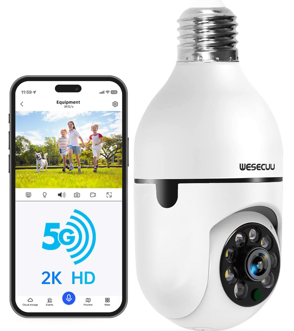 WESECUU Light Bulb Security Camera