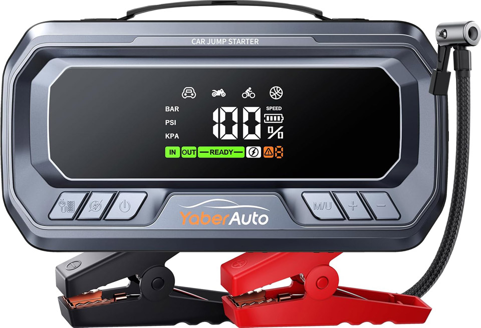 YaberAuto Portable Car Jump Starter with Air Compressor